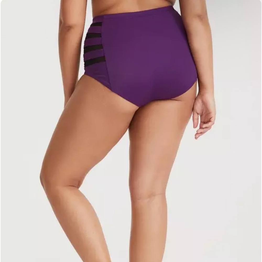 NWT! 💜 TORRID High-Rise Ladder Side Swim Bottoms – Purple, Size 00 (M/L), NWT - Picture 9 of 9